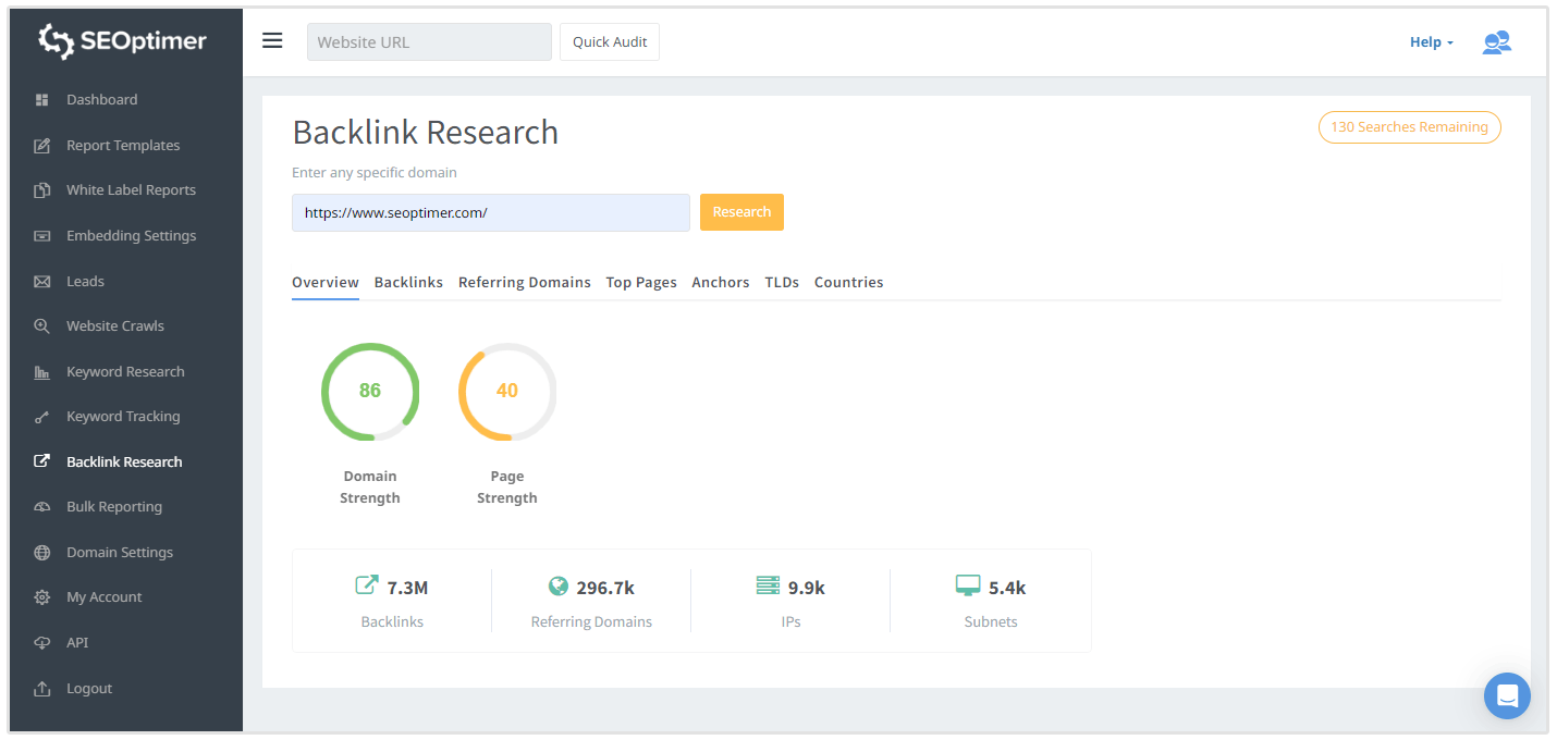 Backlink araştırma aracı ekran görüntüsü